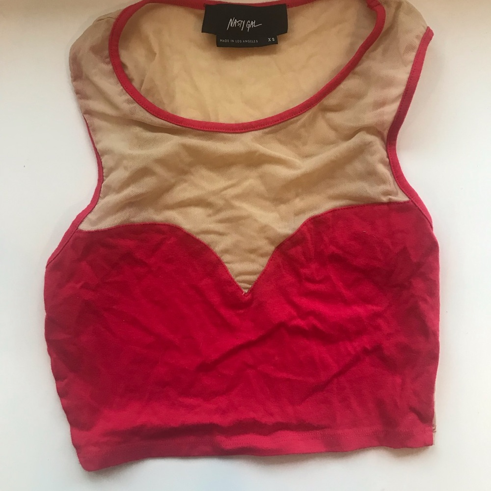 Red Nasty Gal Sweetheart Top with Mesh Back